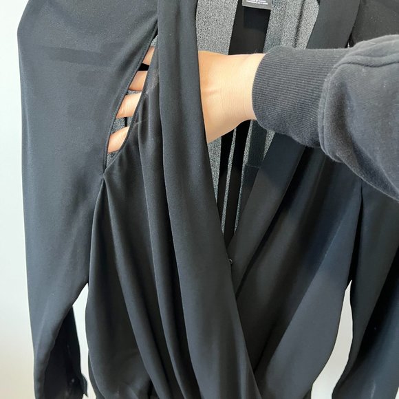 Trouve black sexy sheer cut-out top | size S - Picture 5 of 5